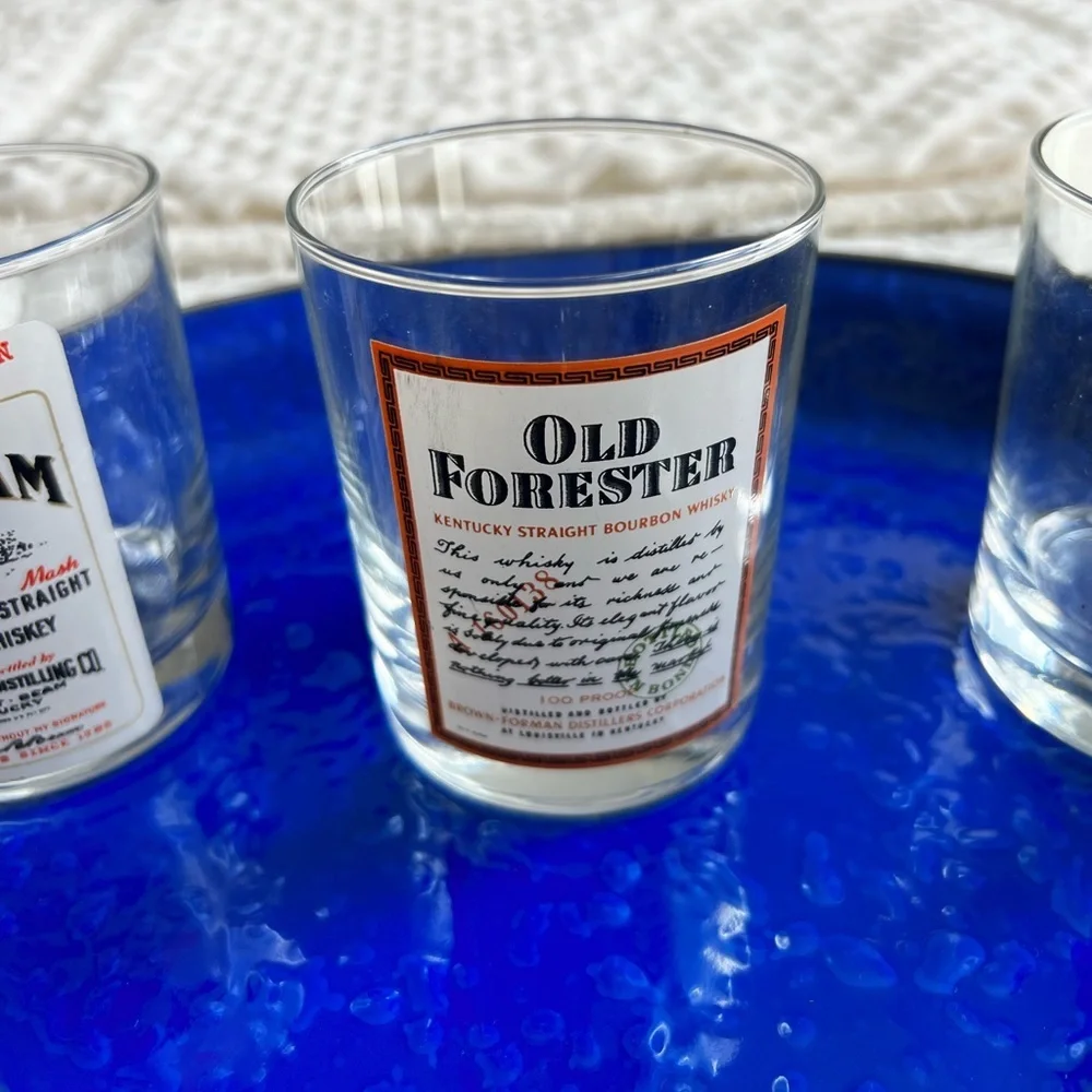 VTG Set of 6 Whiskey High Ball Drinking Glasses & Brand New Knob Creek Hat